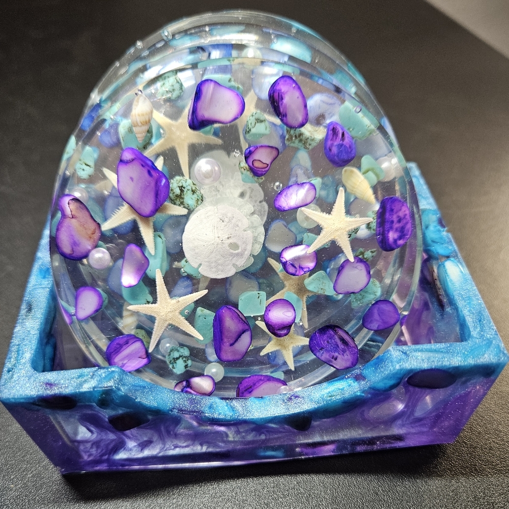 Blue and Purple Glass Drinkware Set